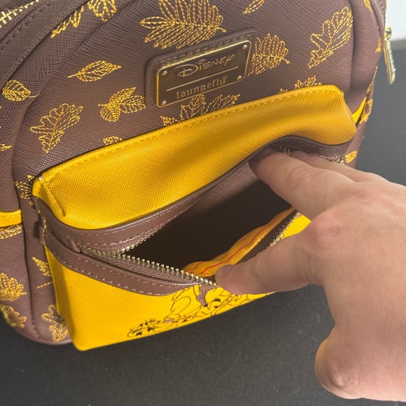 Loungefly Winnie the Pooh Mini Backpack Brown Yellow Autumn Leaves Embroidered main image 8
